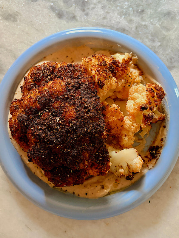 Whole Roasted Cauliflower with White Bean Purée