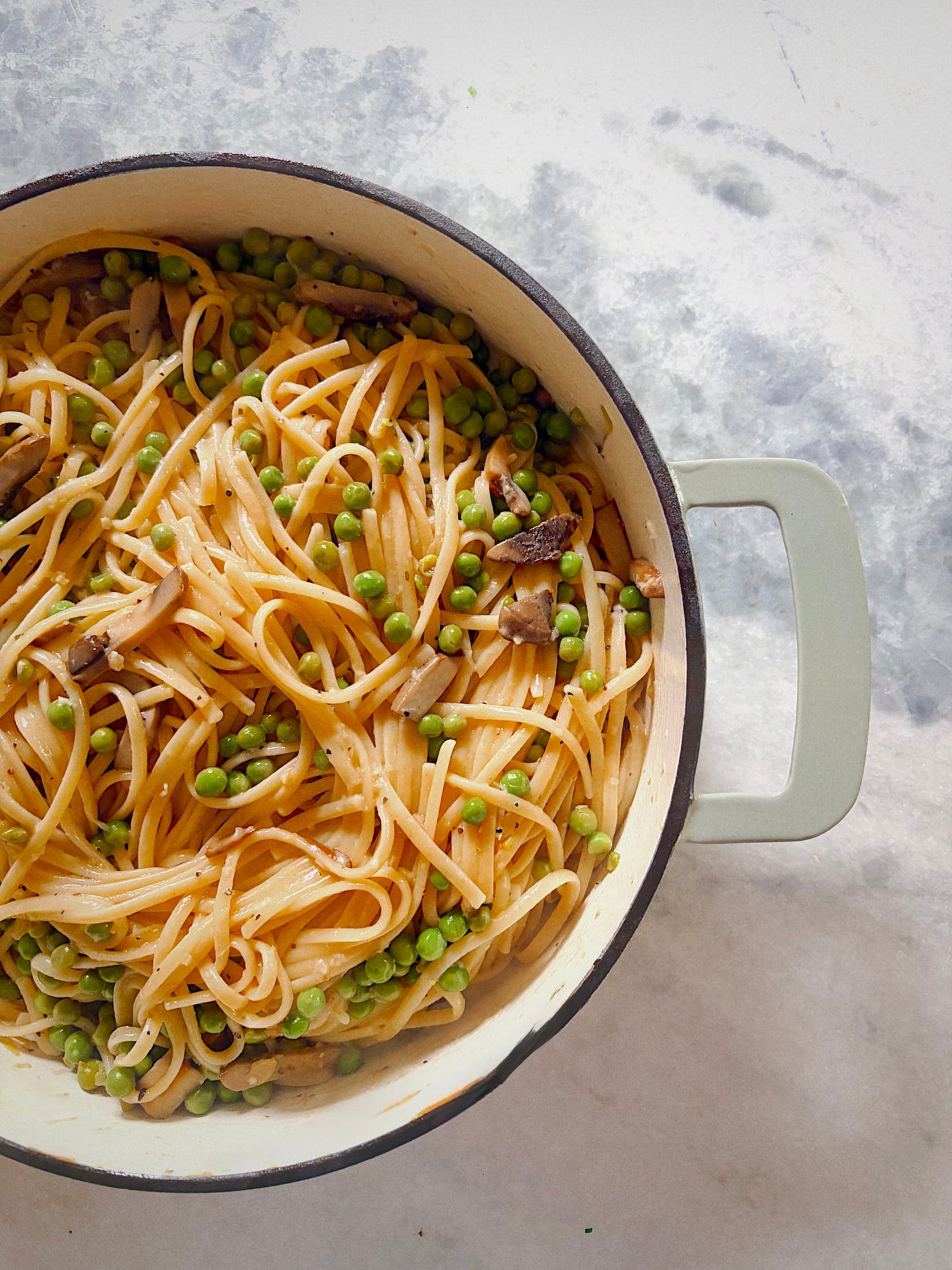 Summer Lemon, Pea & Mushroom Linguine