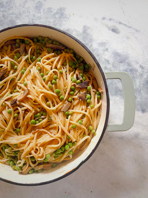 Summer Lemon, Pea & Mushroom Linguine