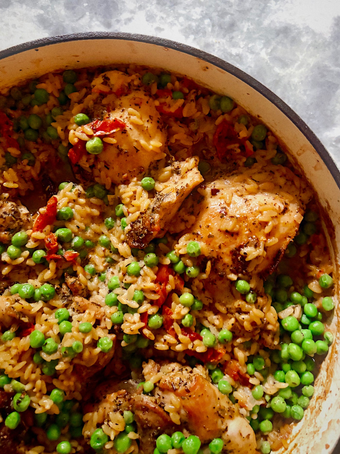 One Pan Sun-Dried Tomato Chicken Orzo