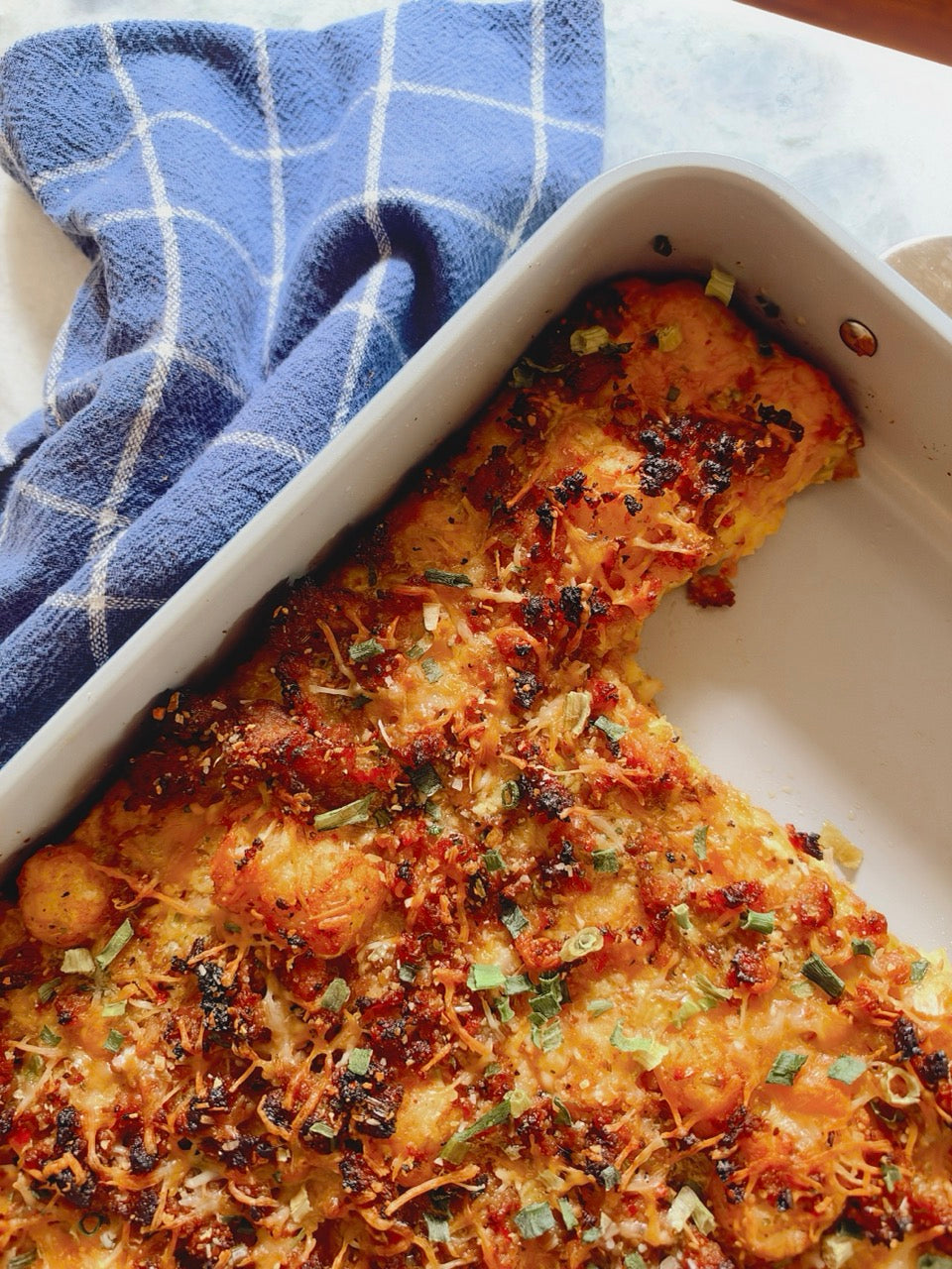 Spicy Sausage & Tater Tot Breakfast Bake